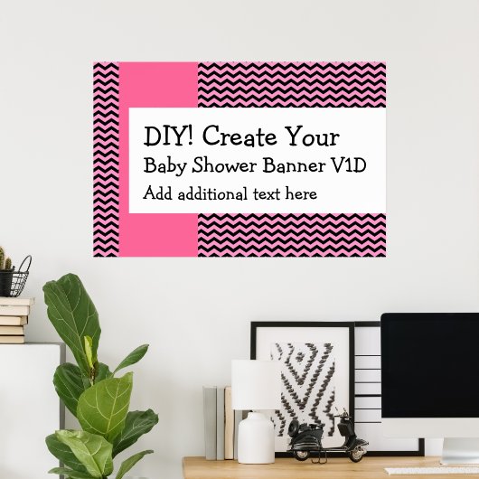 DIY Creëer Uw eigen Baby shower Banner CHEVRON V1D Poster (Thuiskantoor)