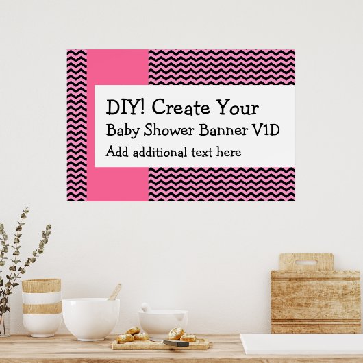 DIY Creëer Uw eigen Baby shower Banner CHEVRON V1D Poster (Keuken)