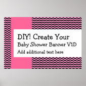 DIY Creëer Uw eigen Baby shower Banner CHEVRON V1D Poster (Voorkant)