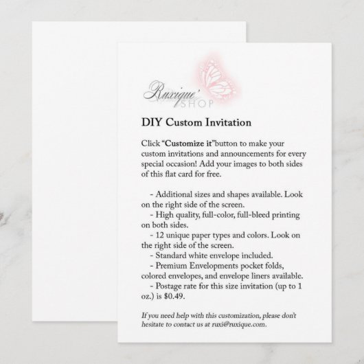 DIY Custom 5x7 Invitation Printable Kaart (Voorkant / Achterkant)