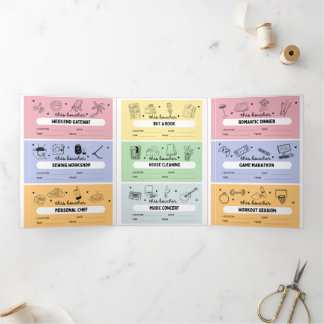 DIY Custom Activity Coupons Trifold Card Drieluik Kaart