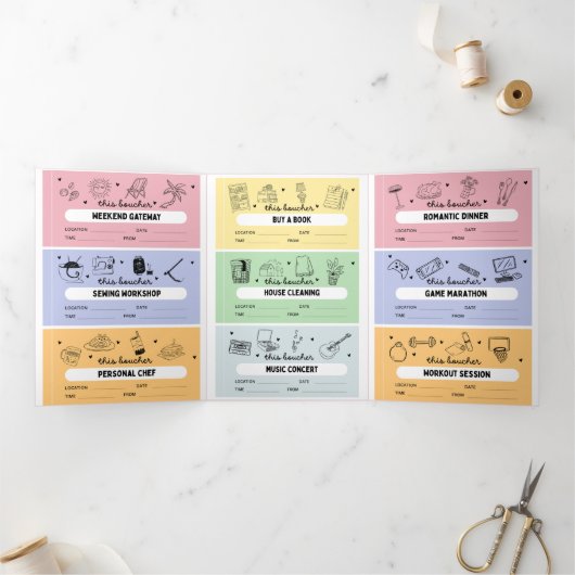 DIY Custom Activity Coupons Trifold Card Drieluik Kaart (Binnen)