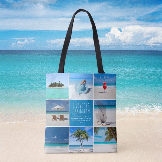 DIY Custom Destination Travel Photo Collage Tote Bag
