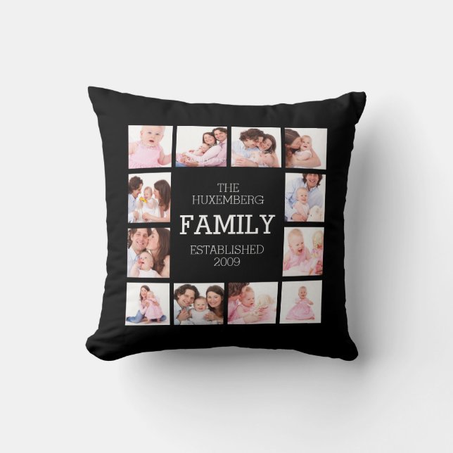 DIY Custom Family Photo Pillow met 12 Afbeeldingen Kussen (Voorkant)