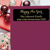 DIY Custom Faux Gold Black Happy Nieuwjaar Etiket