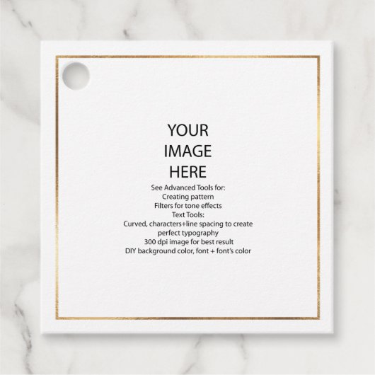 DIY Custom Kleine Vierkante Faux Gouden Lijst Hang Bedankjes Labels (Voorkant)