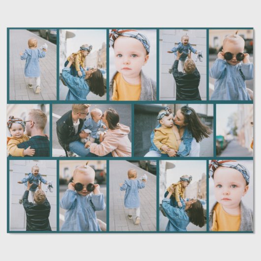 DIY Custom Photo Green Wrapping Paper Cadeaupapier (Vlak)