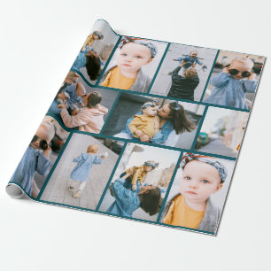 DIY Custom Photo Green Wrapping Paper Cadeaupapier