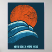 DIY Custom Travel Poster Beach Ocean Surfting Them (Voorkant)