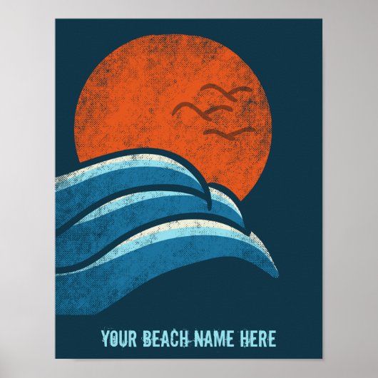 DIY Custom Travel Poster Beach Ocean Surfting Them (Voorkant)