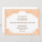DIY Custom Wedding Invitting Peach Damask Kaart (Voorkant / Achterkant)