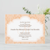DIY Custom Wedding Invitting Peach Damask Kaart (Staand voorkant)