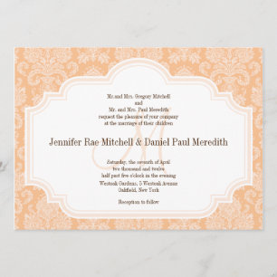 DIY Custom Wedding Invitting Peach Damask Kaart