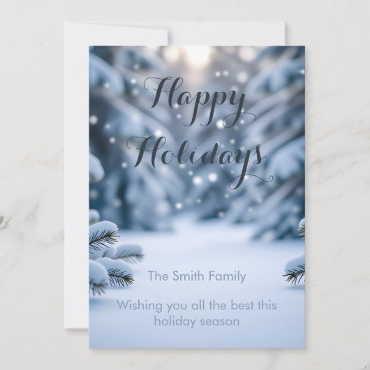 DIY Customizable Photo Template Clean Snow Bokeh Feestdagenkaart (Voorkant)