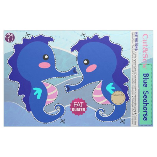 DIY Cut & Sew: Blue Seahorse Stof (Fat Quarter)