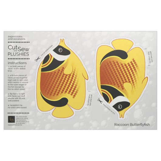 DIY Cut & Sew Pluche Halfmoon Butterflyfish Stof (Fat Quarter)