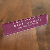 DIY Design Your Ewn Desk Name plate V03 MAROON Naambordje (Zijkant)