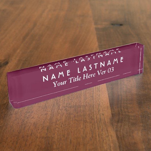 DIY Design Your Ewn Desk Name plate V03 MAROON Naambordje (Zijkant)