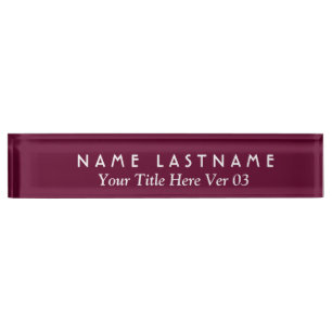 DIY Design Your Ewn Desk Name plate V03 MAROON Naambordje
