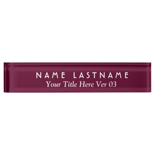 DIY Design Your Ewn Desk Name plate V03 MAROON Naambordje (Voorkant)