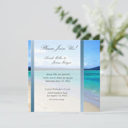 DIY Destination Beach trouwuitnodiging sjabloon Kaart (Staand voorkant)