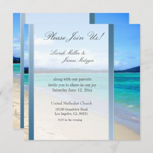 DIY Destination Beach trouwuitnodiging sjabloon Kaart (Voorkant / Achterkant)