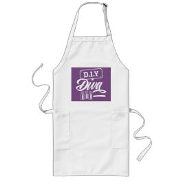 DIY DIVA Apron in Paars Lang Schort