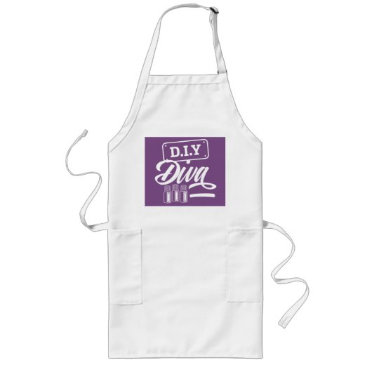DIY DIVA Apron in Paars Lang Schort (Voorkant)