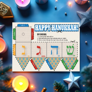 DIY Dreidel Happy Hanukkah Wenskaart Feestdagenkaart