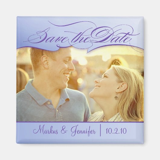 DIY Eggplant Photo Save the Date Magnet (Voorkant)