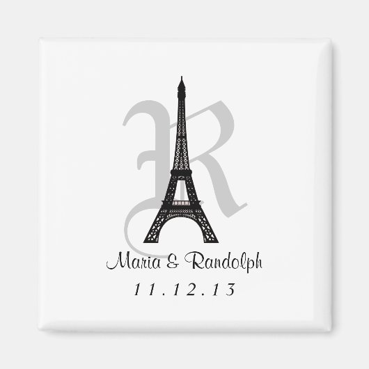 DIY Eiffel Tower Save the Date Monogram magnet (Voorkant)