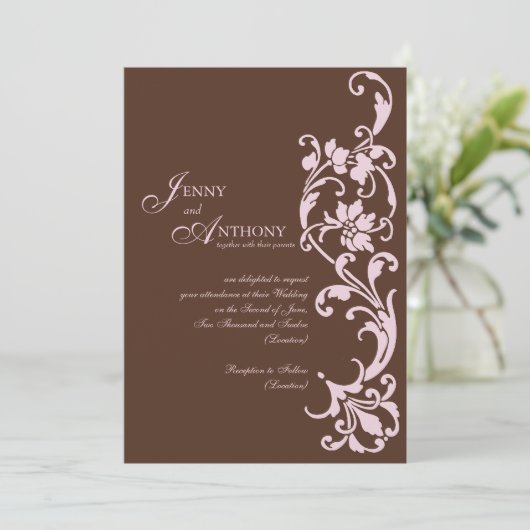 DIY Elegant eenvoud in chocolade en roze Kaart (Staand voorkant)