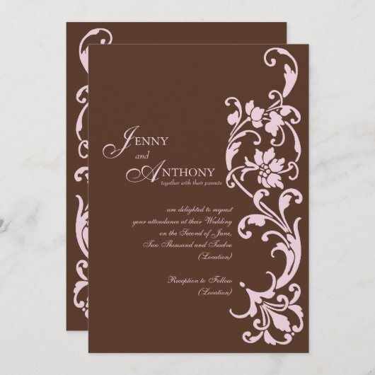 DIY Elegant eenvoud in chocolade en roze Kaart (Voorkant / Achterkant)