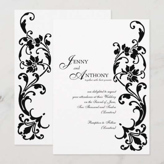 DIY Elegant eenvoud in zwart-wit Kaart (Voorkant / Achterkant)