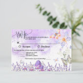 DIY Elegant Gold en Paarse Vlinder RSVP-kaart RSVP Kaartje (Staand voorkant)