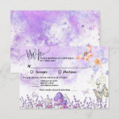 DIY Elegant Gold en Paarse Vlinder RSVP-kaart RSVP Kaartje (Voorkant / Achterkant)