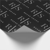 DIY Elegant Grey Monogram & White Name, Black Cadeaupapier (Hoek)