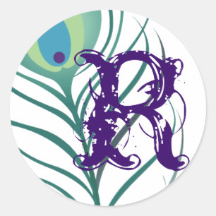 DIY Elegant Peacock Feather Ronde Sticker