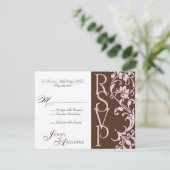 DIY Elegant Simple RSVP in chocolade en roze (Staand voorkant)