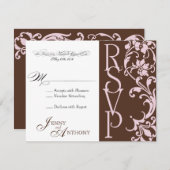DIY Elegant Simple RSVP in chocolade en roze (Voorkant / Achterkant)