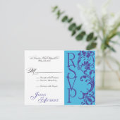 DIY Elegant Simple RSVP Paars & Sky Blue Kaartje (Staand voorkant)