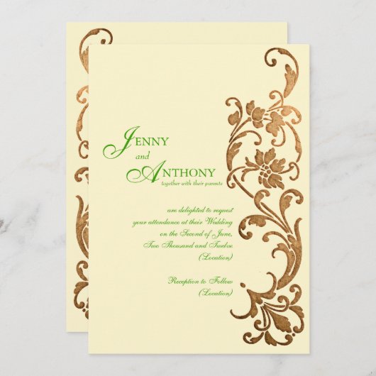 DIY Elegant Simpliciet in Emerald en Bronze Kaart (Voorkant / Achterkant)