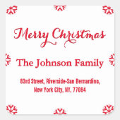 DIY Elegant White Red Script kerstsnowflakkeringen Vierkante Sticker (Voorkant)