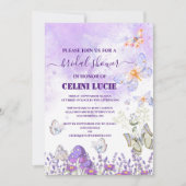 DIY Elegante gouden en Paarse vlinderbruidsshow Kaart (Voorkant)