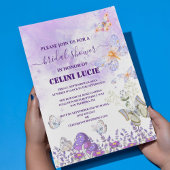 DIY Elegante gouden en Paarse vlinderbruidsshow Kaart