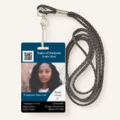 DIY Employee ID card blauw zwart wit Badge (Voorkant met draagriem)