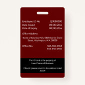 DIY Employee ID card Burgundy Black white Badge (Achterkant)