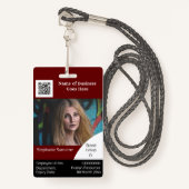DIY Employee ID card Burgundy Black white Badge (Voorkant met draagriem)