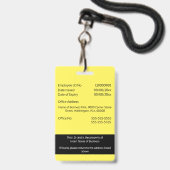 DIY Employee ID card geel zwart wit Badge (Achterkant met lanyard)