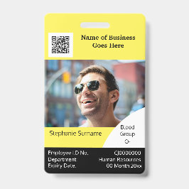 DIY Employee ID card geel zwart wit Badge